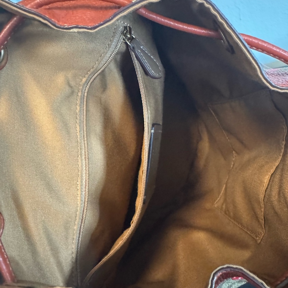 Coach Red and Tan Backpack with Signature Design - Picture 6 of 6